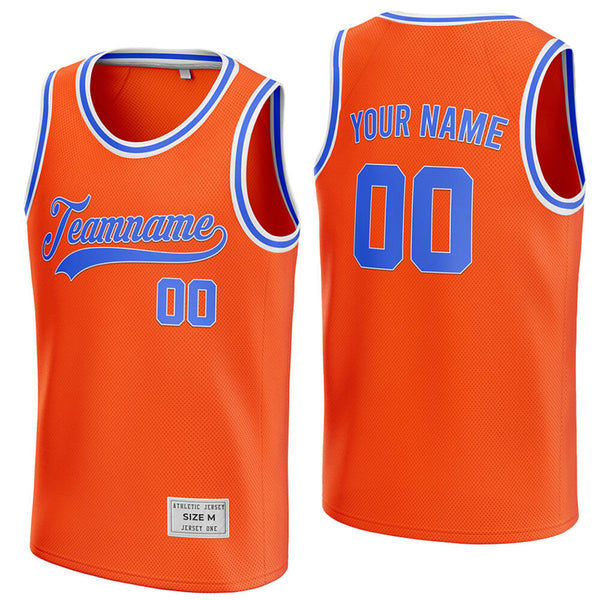 Custom Light Blue Orange-Royal Authentic Throwback Basketball