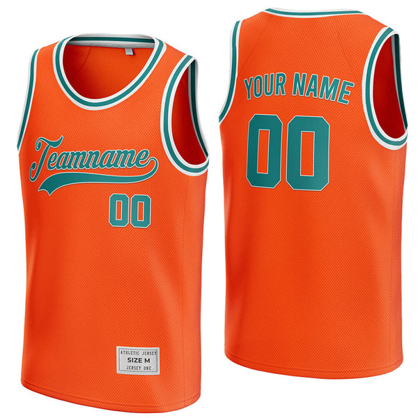 custom orange and teal basketball jersey