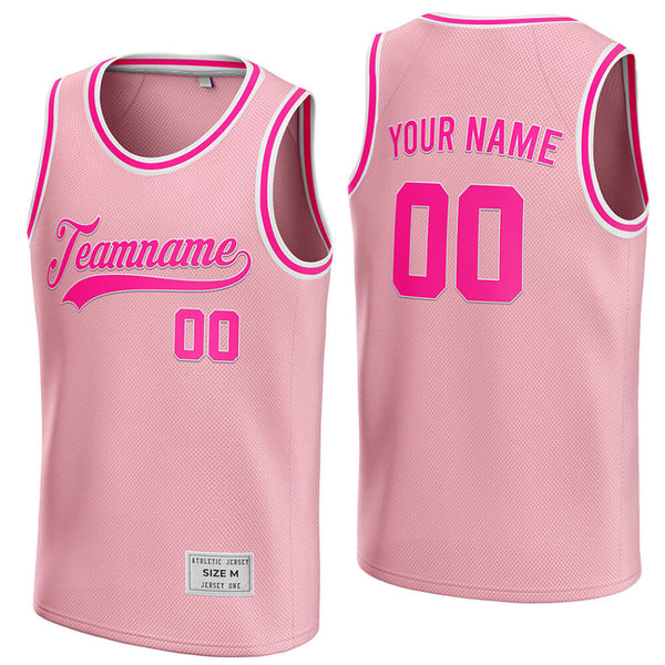 custom pink and deep pink basketball jersey