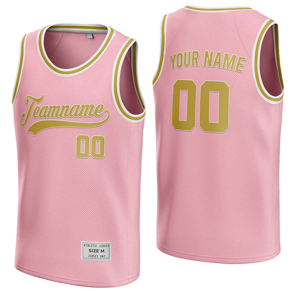 custom pink and gold basketball jersey