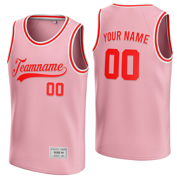 custom pink and red basketball jersey