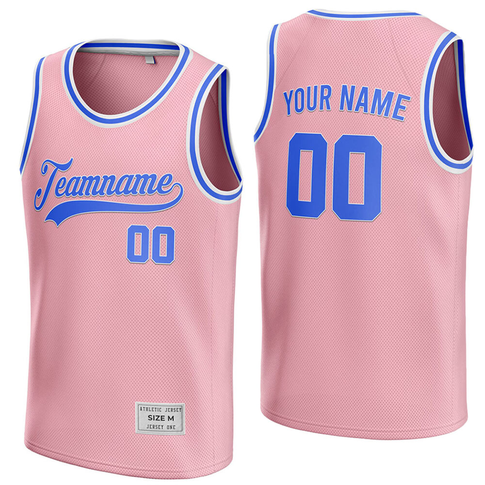 Custom Light Pink White-Light Blue Authentic Throwback Basketball Jersey in  2023