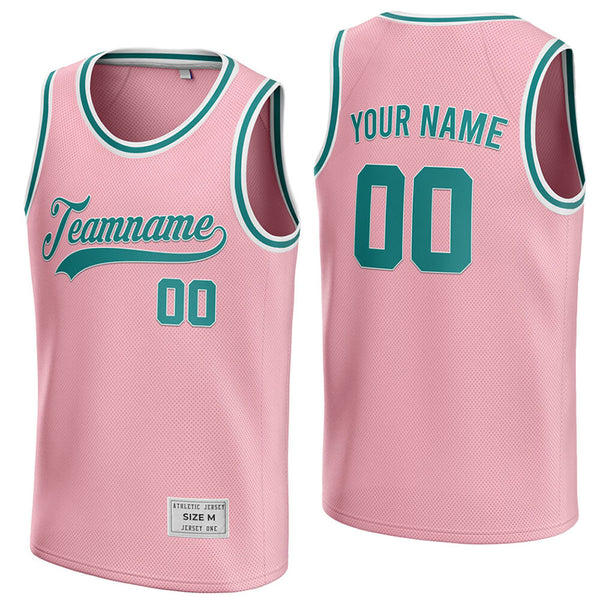 custom pink and teal basketball jersey