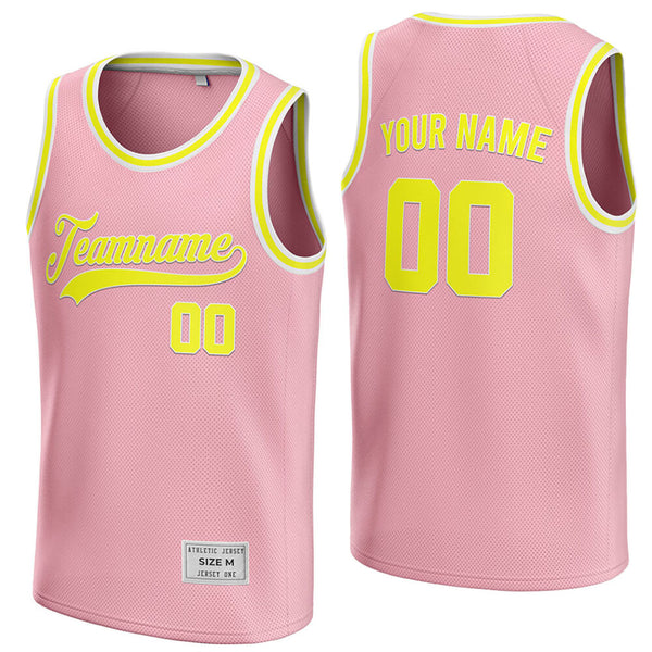 custom pink and yellow basketball jersey