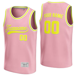 custom pink and yellow basketball jersey