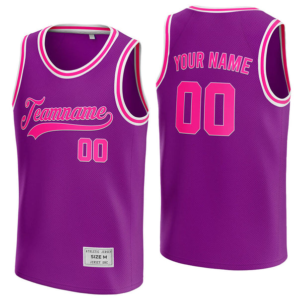 custom purple and deep pink basketball jersey