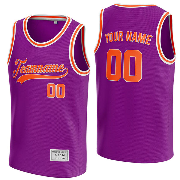 custom purple and orange basketball jersey