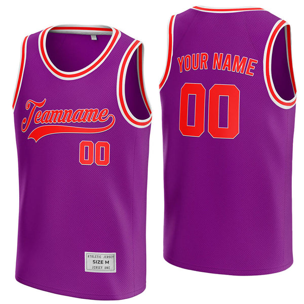 custom purple and red basketball jersey