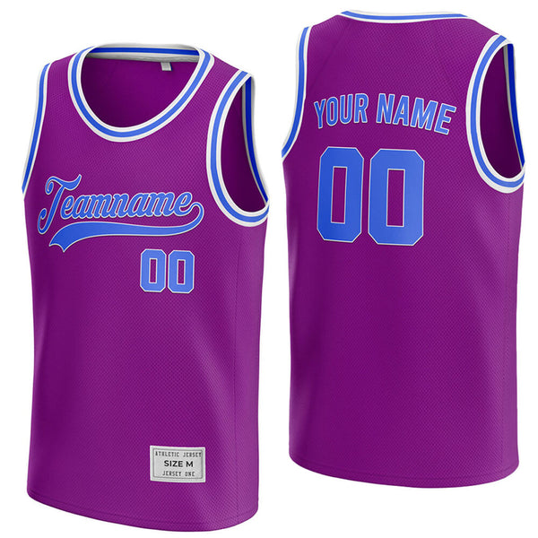 custom purple and blue basketball jersey
