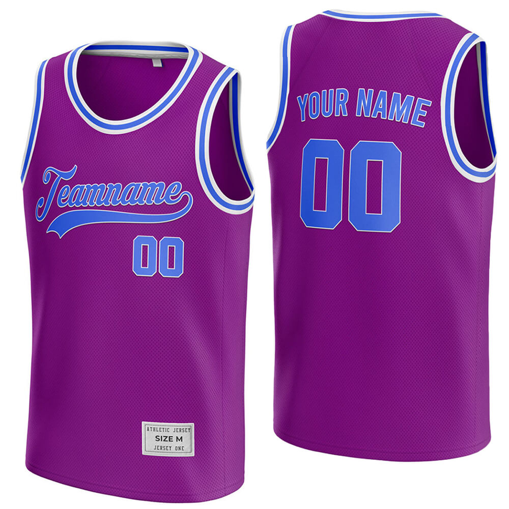 custom purple and blue basketball jersey