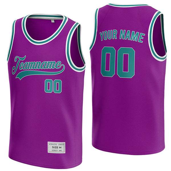 custom purple and teal basketball jersey