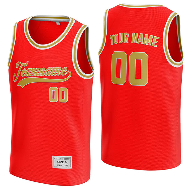 custom red and gold basketball jersey