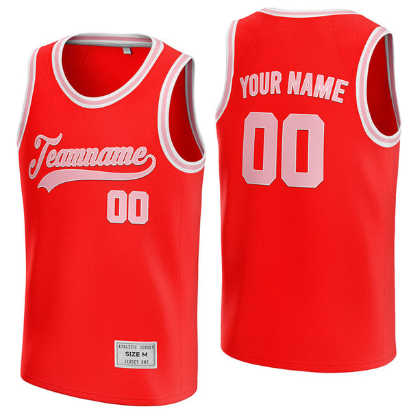 custom red and pink basketball jersey