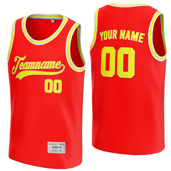 custom red and yellow basketball jersey