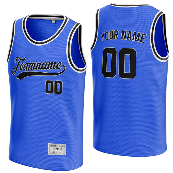 custom blue and black basketball jersey