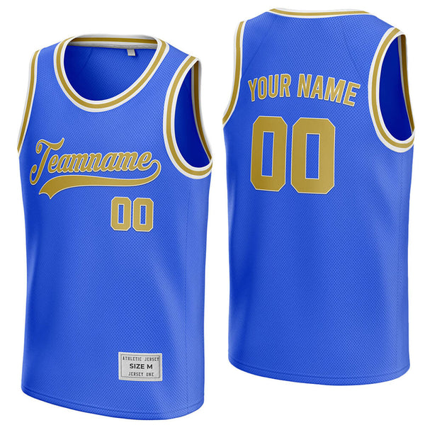 custom blue and gold basketball jersey