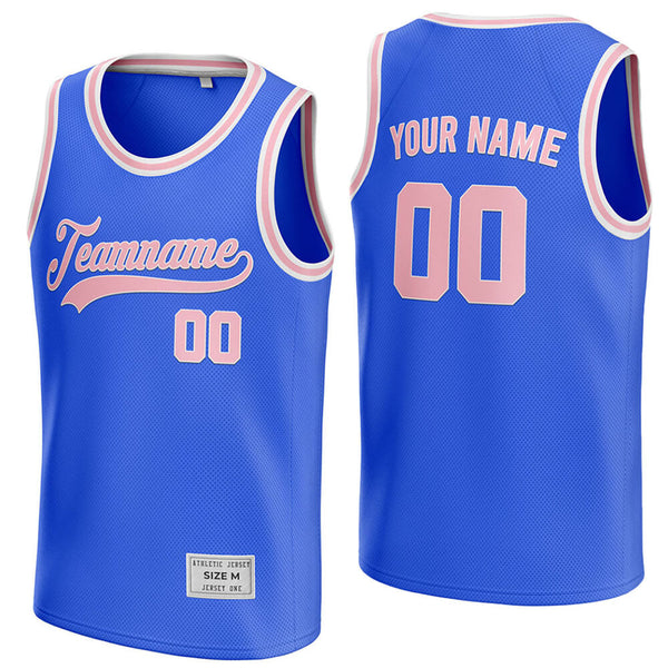 custom blue and pink basketball jersey