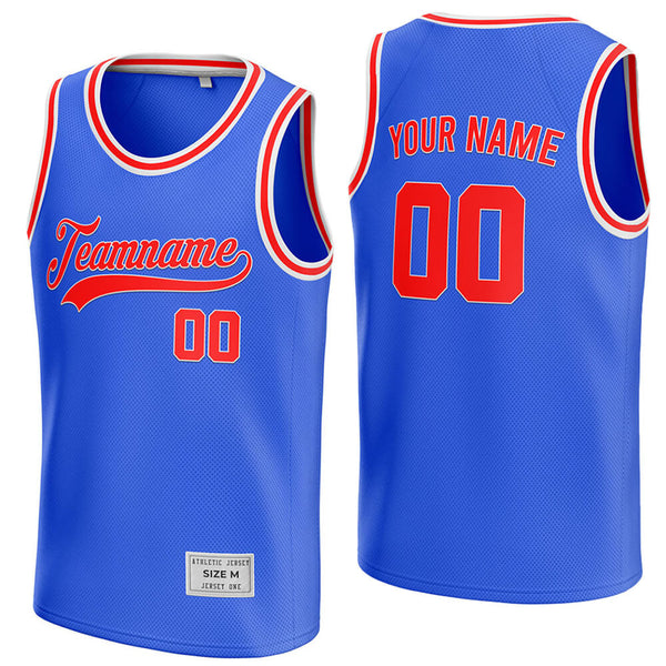 custom blue and red basketball jersey