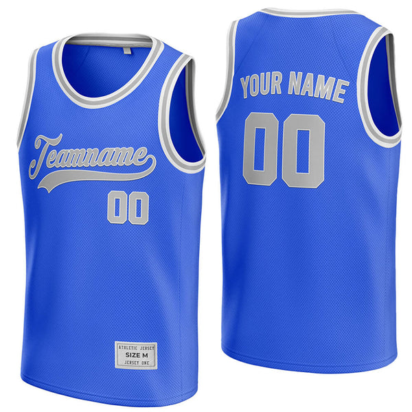 custom blue and grey basketball jersey