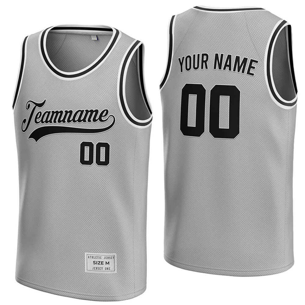 custom silver and black basketball jersey