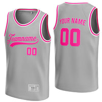 custom silver and deep pink basketball jersey thumbnail