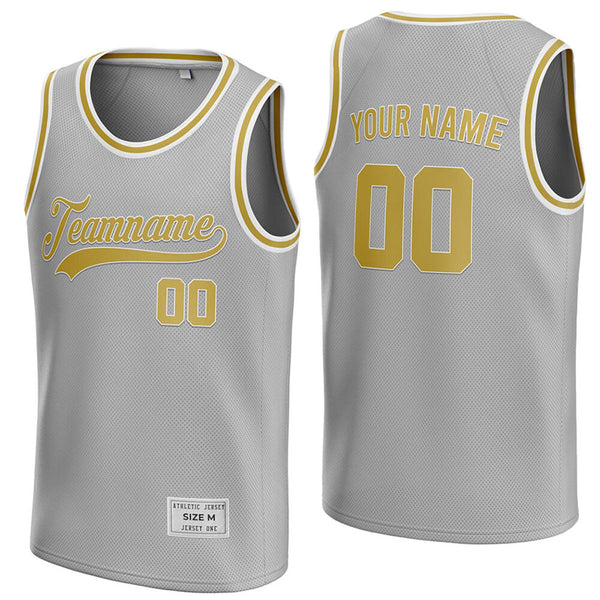 custom silver and gold basketball jersey