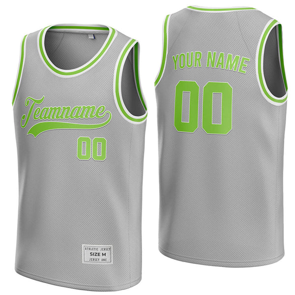 custom silver and green basketball jersey