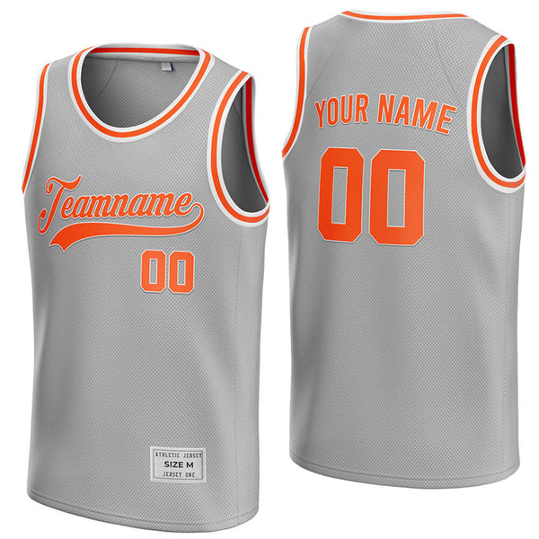 custom silver and orange basketball jersey