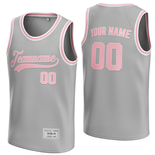 custom silver and pink basketball jersey