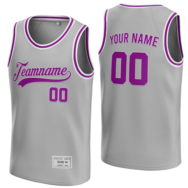 custom silver and purple basketball jersey