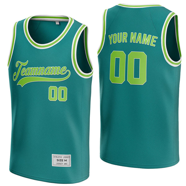 custom teal and green basketball jersey