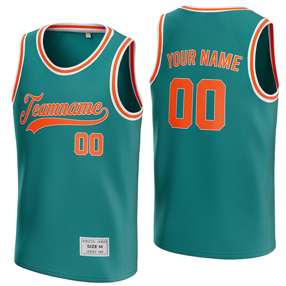 custom teal and orange basketball jersey