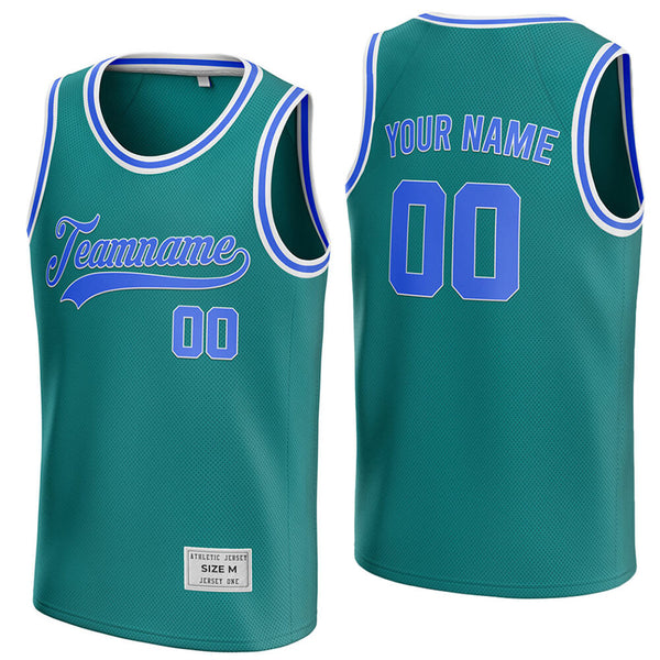 custom teal and blue basketball jersey