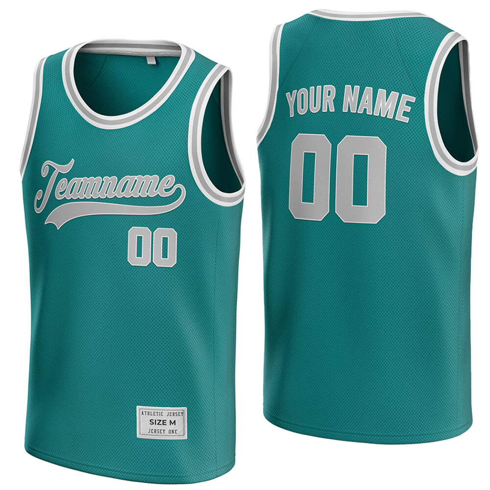 custom teal and grey basketball jersey