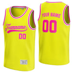 custom yellow and deep pink basketball jersey thumbnail