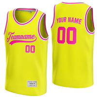 custom yellow and deep pink basketball jersey thumbnail
