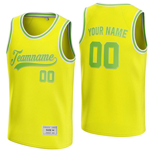 custom yellow and green basketball jersey