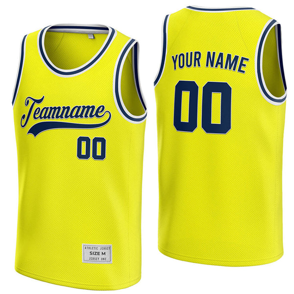 custom yellow and navy basketball jersey