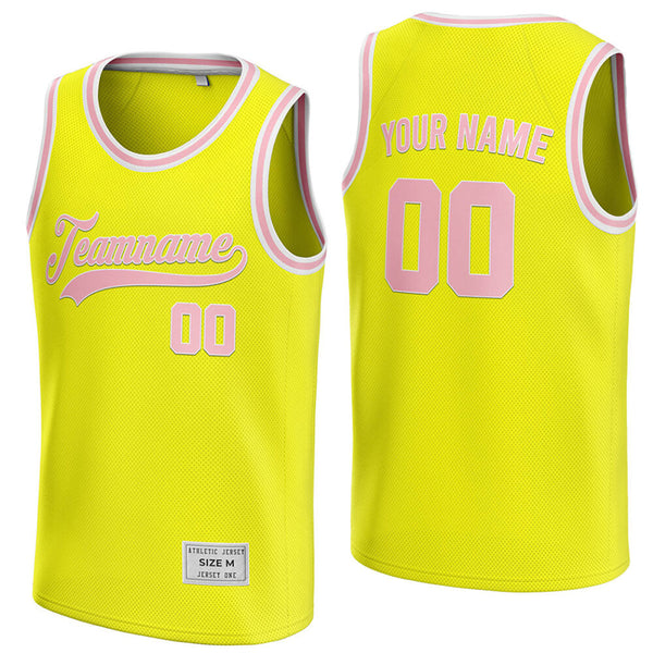 custom yellow and pink basketball jersey