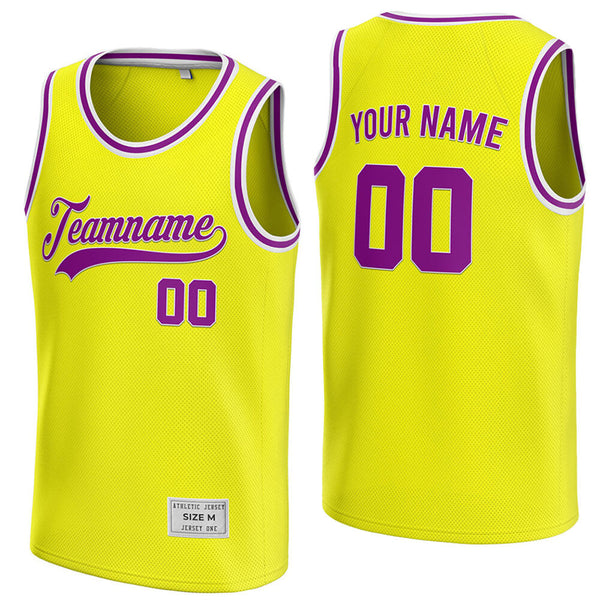 custom yellow and purple basketball jersey