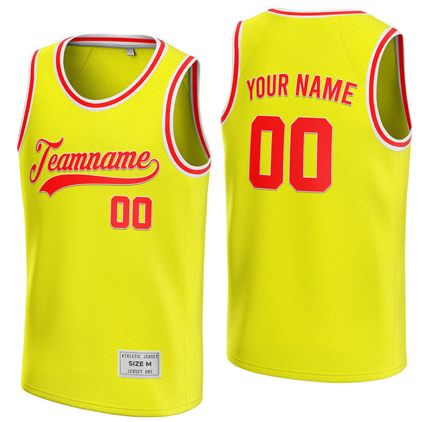 custom yellow and red basketball jersey