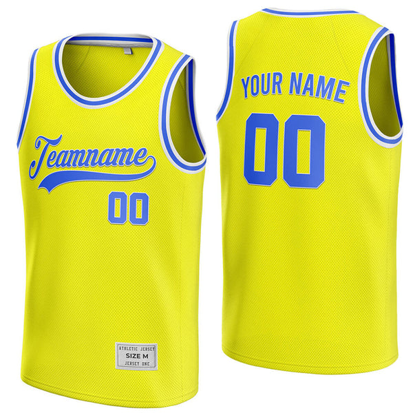 custom yellow and blue basketball jersey