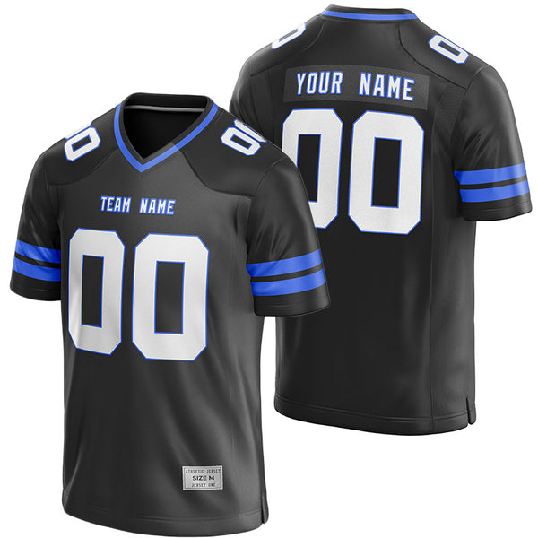 custom black and blue football jersey