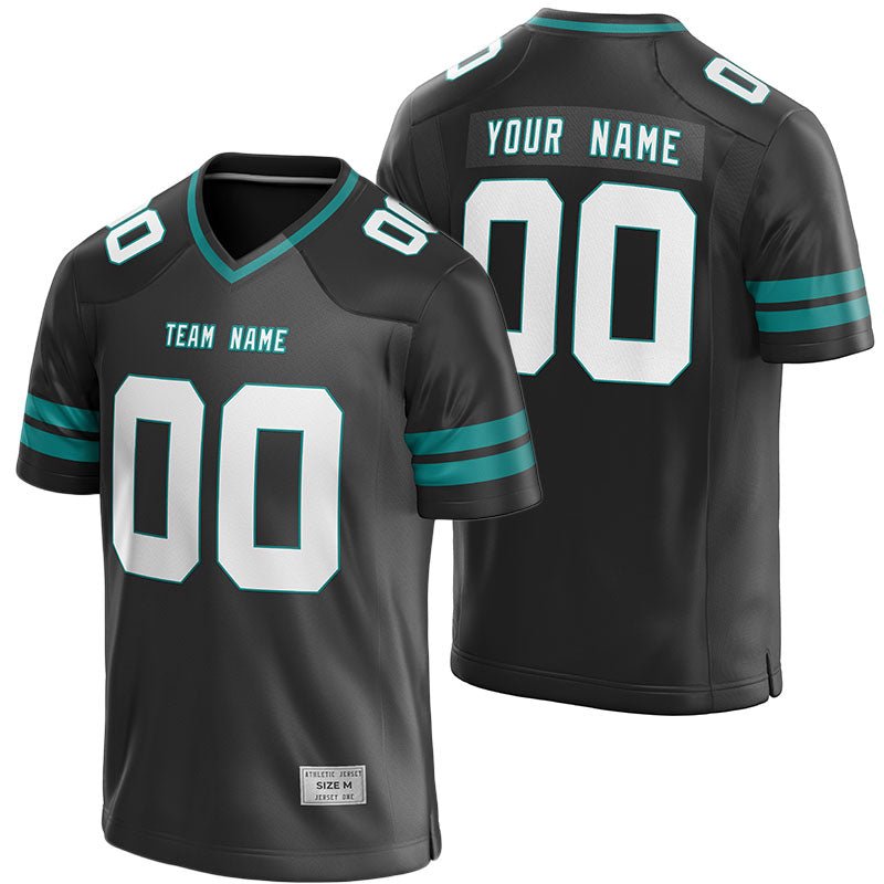 custom black and teal football jersey
