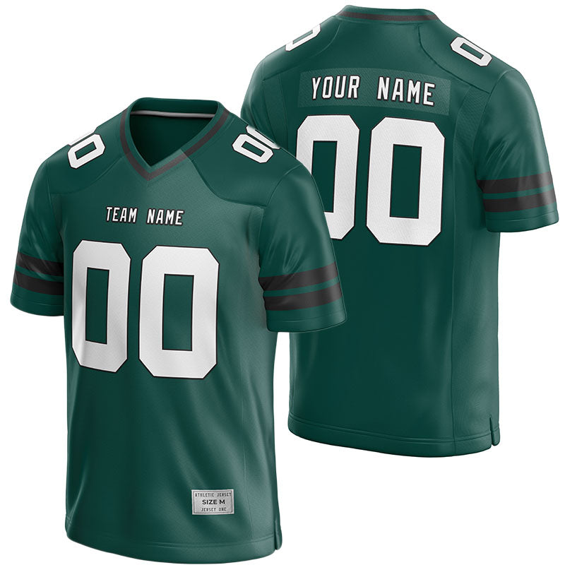 custom deep green and black football jersey