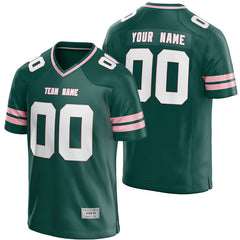 custom deep green and light pink football jersey