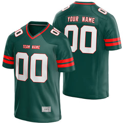 custom deep green and red football jersey