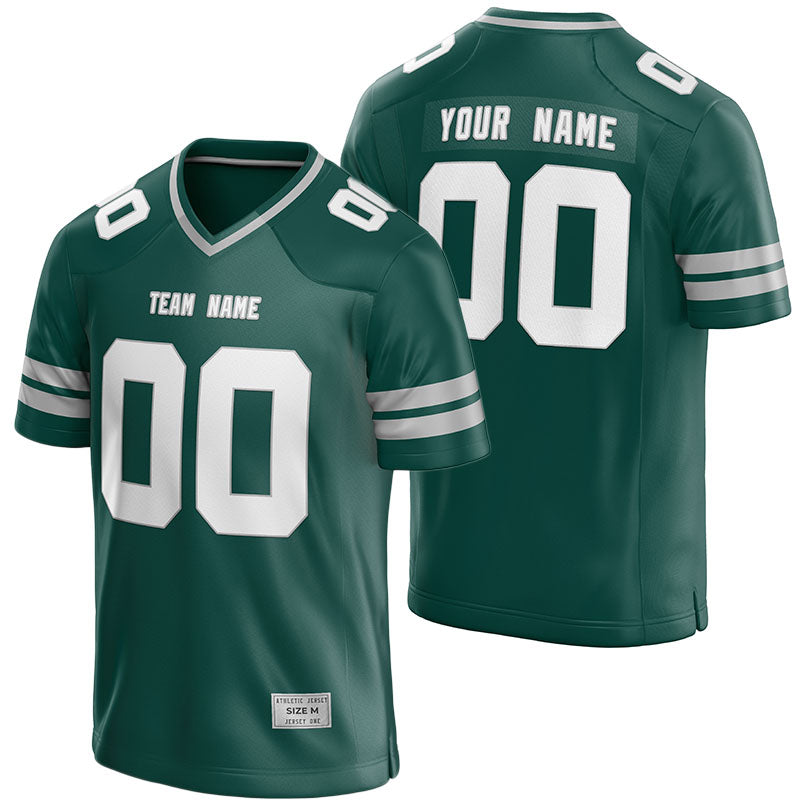custom deep green and grey football jersey