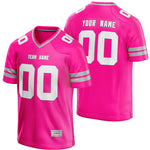 custom deep pink and silver football jersey thumbnail