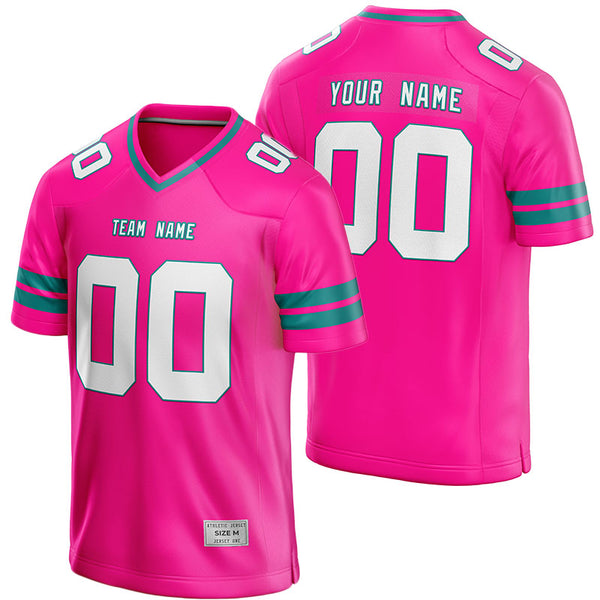 custom deep pink and deep green football jersey